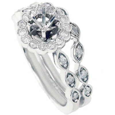 Pompeii3 1/2ct Vintage Diamond Ring Semi Mount Bridal Set 14k White Gold In Multi