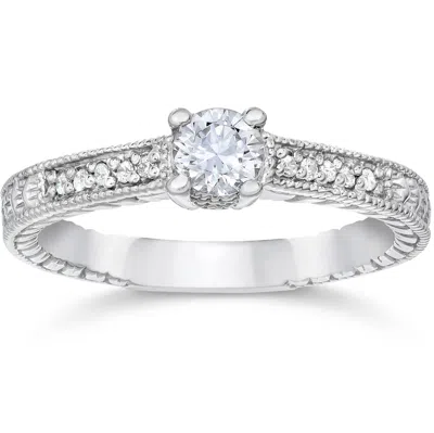 Pompeii3 1/2ct Vintage Diamond Engagement Ring 14k White Gold In Multi