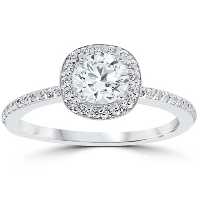 Pompeii3 1ct Diamond Engagement Ring Cushion Halo 14k White Gold In Multi
