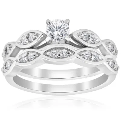 Pompeii3 3/4ct Vintage Diamond Engagement Wedding Ring Set 14k White Gold In Multi