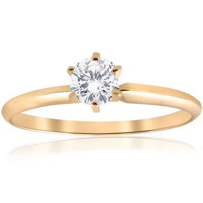 Pompeii3 14k Yellow Gold 1/2ct Round Solitaire Diamond Engagement Ring In Multi