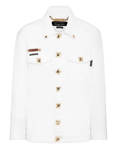 Philipp Plein Logo-patch Denim Jacket In Multi