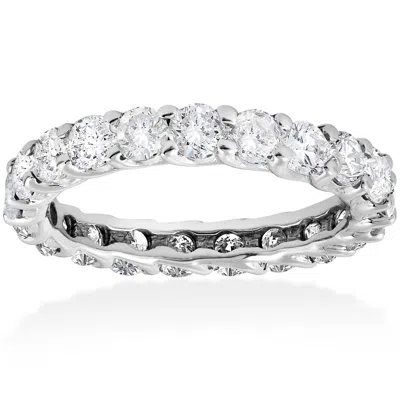 Pompeii3 3ct Trellis Diamond Eternity Wedding Ring 14k White Gold In Multi