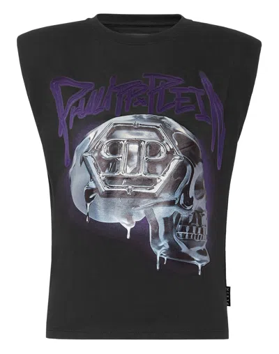 Philipp Plein Tank Top Padded Shoulder Skull In Black