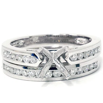 Pompeii3 1/2ct Cathedral Diamond Channel Set Rings 14k White Gold In Multi