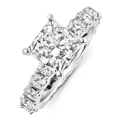 Pompeii3 G/vs 7.50ct Princess Cut Diamond Eternity Engagement Ring 14k Gold Lab Grown In Silver