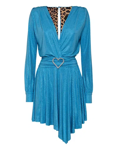 Philipp Plein Aphrodite Crystal Midi Dress In Blue