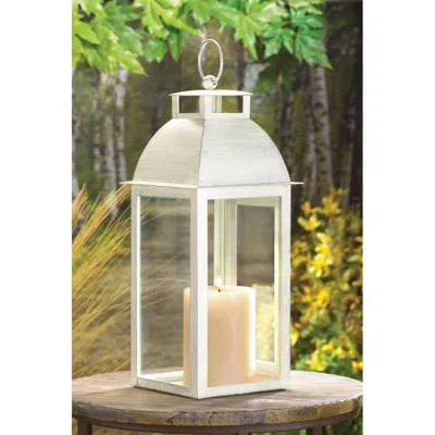 Actifo Distressed Metal Candle Lantern 12.5" - White