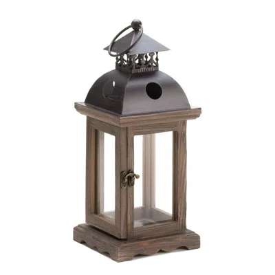 Actifo Wood Frame Candle Lantern 12" - Brown