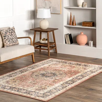 Nuloom Jessa Faded Medallion Machine Washable Area Rug