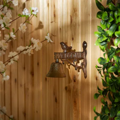 Actifo Welcome Sign Bracket With Bird And Bell - Brown