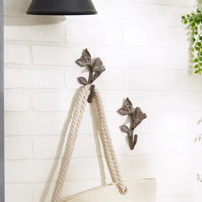 Actifo Birds With Leaves Wall Hooks Set Of 2 - Brown