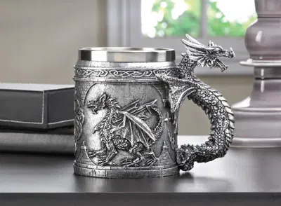 Actifo Pewter-look Medieval Dragon Mug - Dark Grey