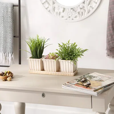 Actifo Mini Planter Set Ivory Square - Light Beige