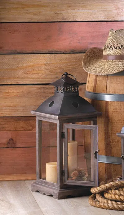 Actifo Wood Frame Candle Lantern - Brown