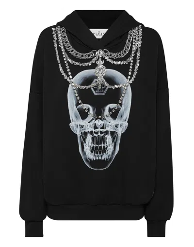 Philipp Plein X-ray Crystal-embellished Hoodie In Black