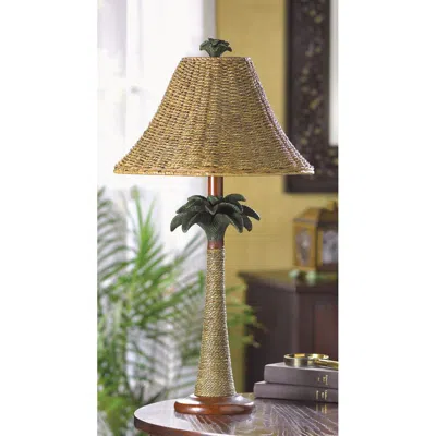 Actifo Rattan Palm Tree Table Lamp - Brown