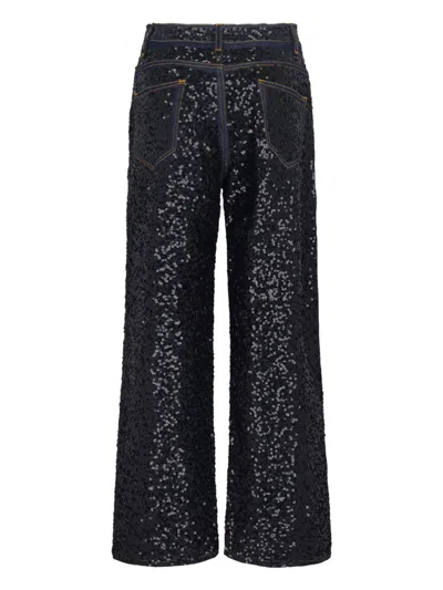 P.a.r.o.s.h Straight Jeans With Guff Sequins In Black