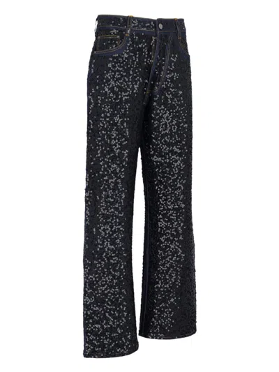 P.a.r.o.s.h Straight Jeans With Guff Sequins In Black