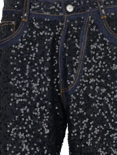 P.a.r.o.s.h Straight Jeans With Guff Sequins In Black