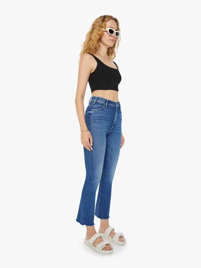 Mother The Hustler Ankle Fray Grasping At Straws Jeans In Blue