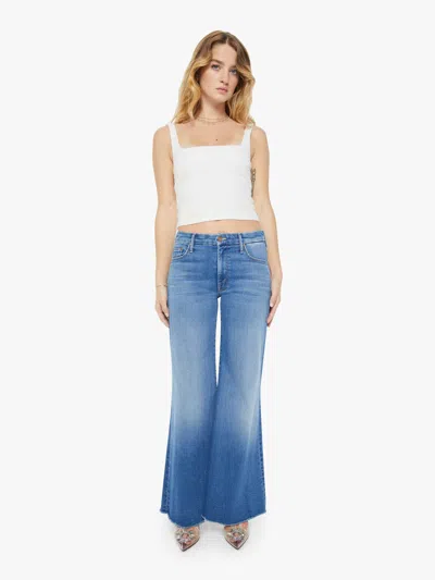 Mother Petites The Lil Roller Fray Work Hard Play Hard Jeans In Blue - Size 34 In Blue