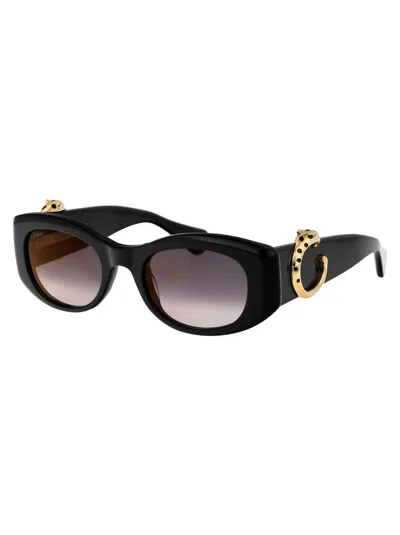 Cartier Women's Grey Acetate Sunglasses In Black