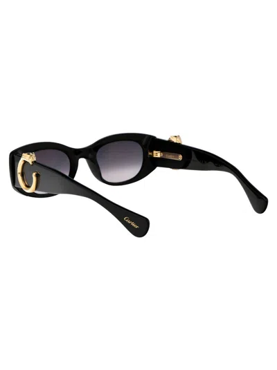 Cartier Women's Grey Acetate Sunglasses In Black