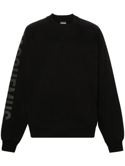 Jacquemus Top Le Sweatshirt Typo With Print In Black