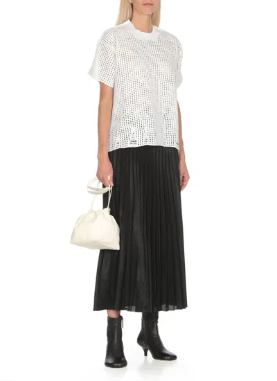Junya Watanabe Lightweight Open-knit Crewneck Panelled T-shirt In White