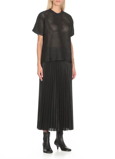Junya Watanabe Women's Open-knit Crewneck T-shirt In Black