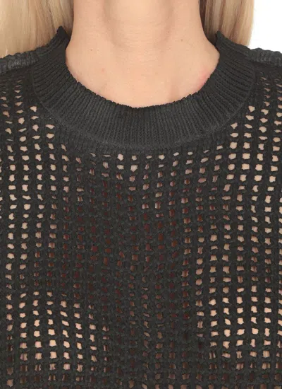 Junya Watanabe Women's Open-knit Crewneck T-shirt In Black