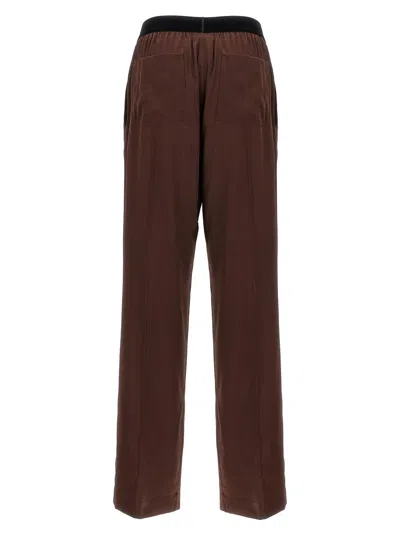 Tom Ford Brown Stretch Silk Satin Pyjama Pants In Brown