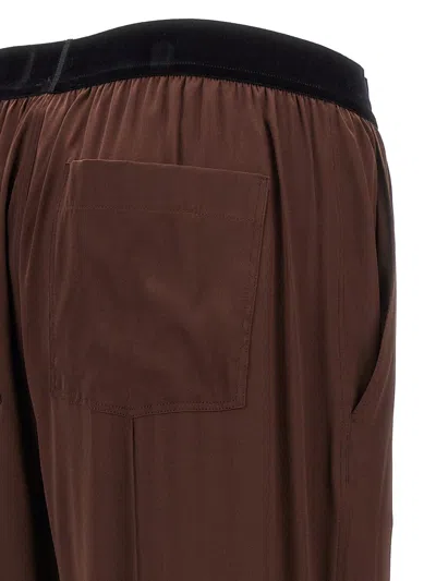 Tom Ford Brown Stretch Silk Satin Pyjama Pants In Brown