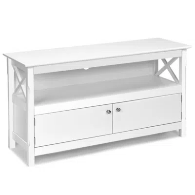 Hivvago 44 Inch Wooden Storage Cabinet Tv Stand-white