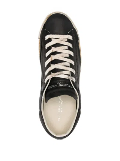 Shop Philippe Model Leather Prsx Sneakers In Black