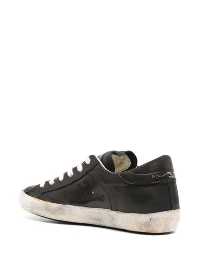 Shop Philippe Model Leather Prsx Sneakers In Black