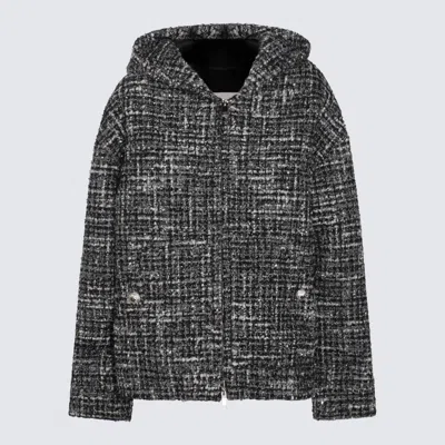 Shop Valentino Black And Grey Casual Jacket In Black/grey