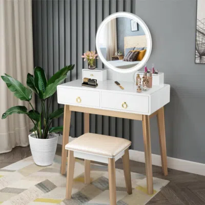 Hivvago Set 3 Makeup Vanity Table Color Lighting Jewelry Divider Dressing Table-white
