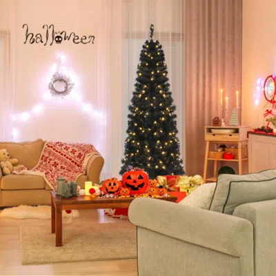 Hivvago Pre-lit Christmas Halloween Tree With Pvc Branch Tips And Warm White Lights-6 Ft