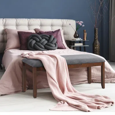 Hivvago Upholstered Entryway Bench Footstool With Wood Legs