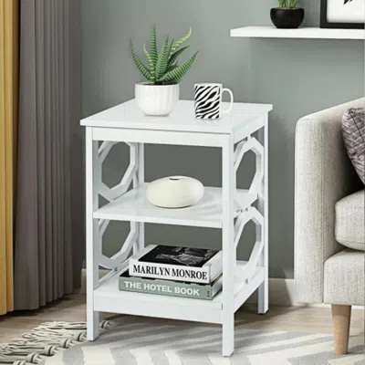 Hivvago 2 Pieces 3-tier Nightstand Sofa Side End Accent Table Storage Display Shelf-gray