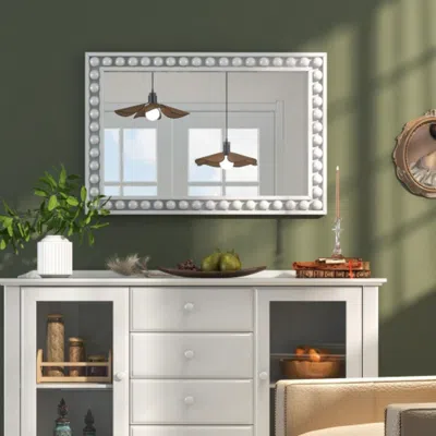 Hivvago 24 X 36 Inches Rustic Wall Mirror With Solid Wood Frame For Living Room Bedroom-white