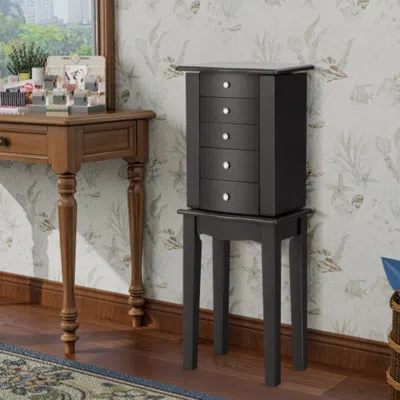 Hivvago Jewelry Armoire With Top Flip Mirror And 4 Drawers