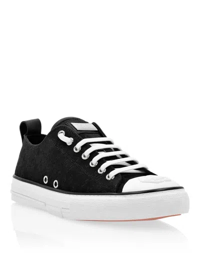 Philipp Plein Megastar Laminated Leather Low-top Sneakers In Black