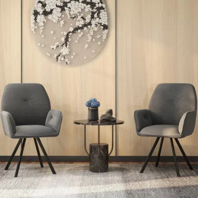 Hivvago Set Of 2 Swivel Accent Arm Chairs With Metal Legs And Wide Back-gray
