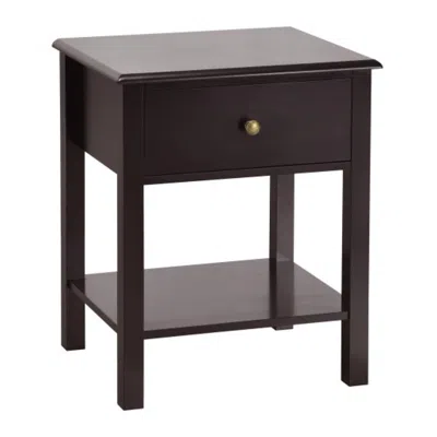 Hivvago Nightstand End Table With Drawer And Shelf-brown