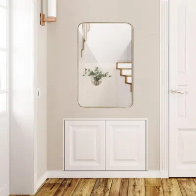 Hivvago 32 Inch X 20 Inch Metal Frame Wall-mounted Rectangle Mirror-golden