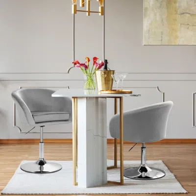 Hivvago 360 Degree Swivel Makeup Stool Accent Chair With Round Back And Metal Base-gray