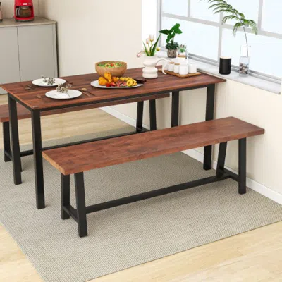 Hivvago 60 Inch Dining Bench 3 Person Entryway Shoe Bench With Metal Frame-60 Inches